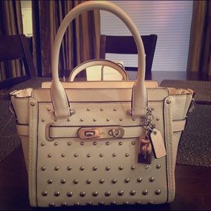 White Stud Swagger Coach bag